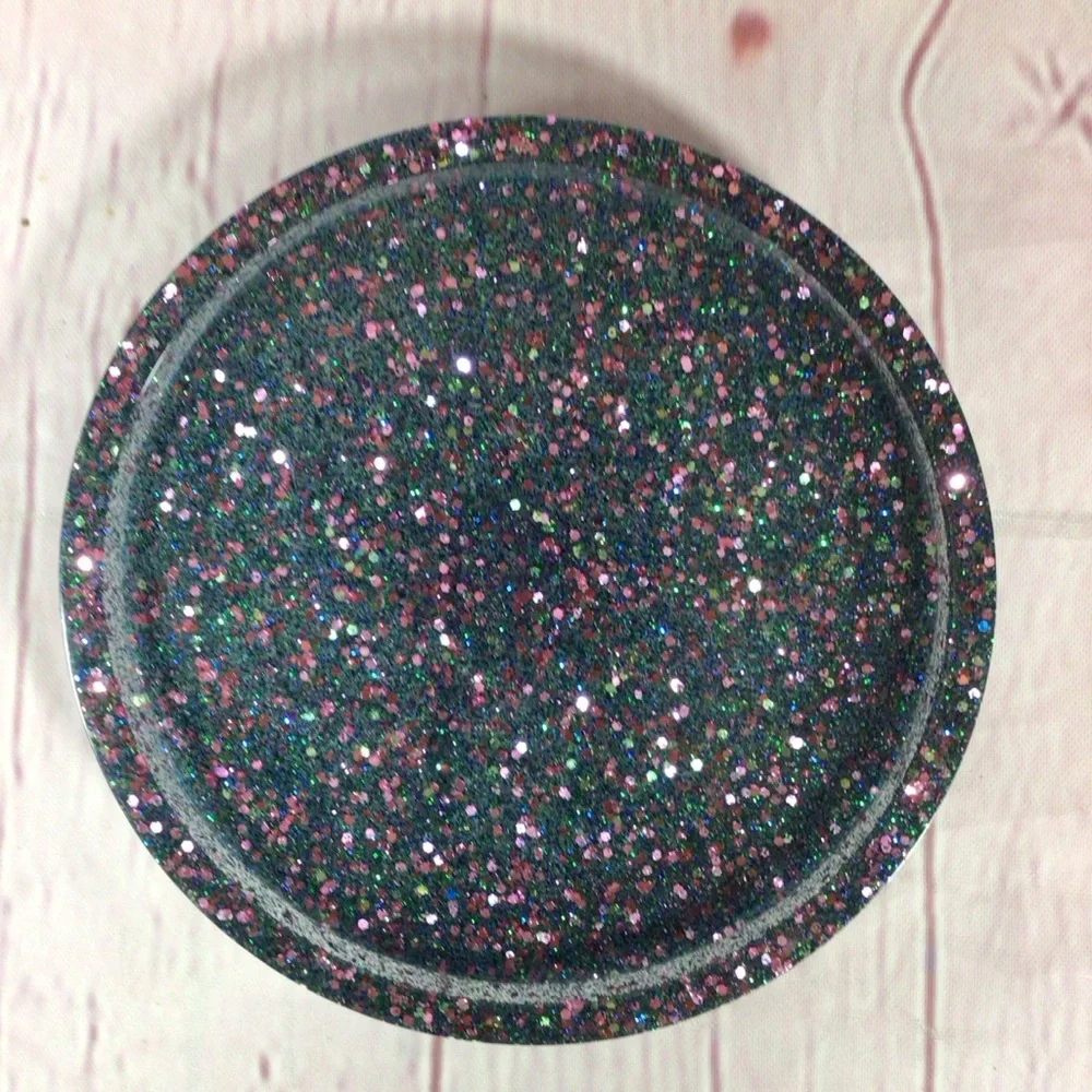 Hand Crafted Purple and Blue Glitter Coasters - Set of 3